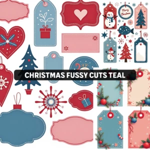 Christmas Fussy Cuts Junk Journal Teal Artboard 1