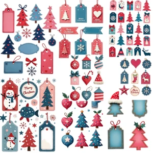 Christmas Fussy Cuts Junk Journal Teal Artboard 4
