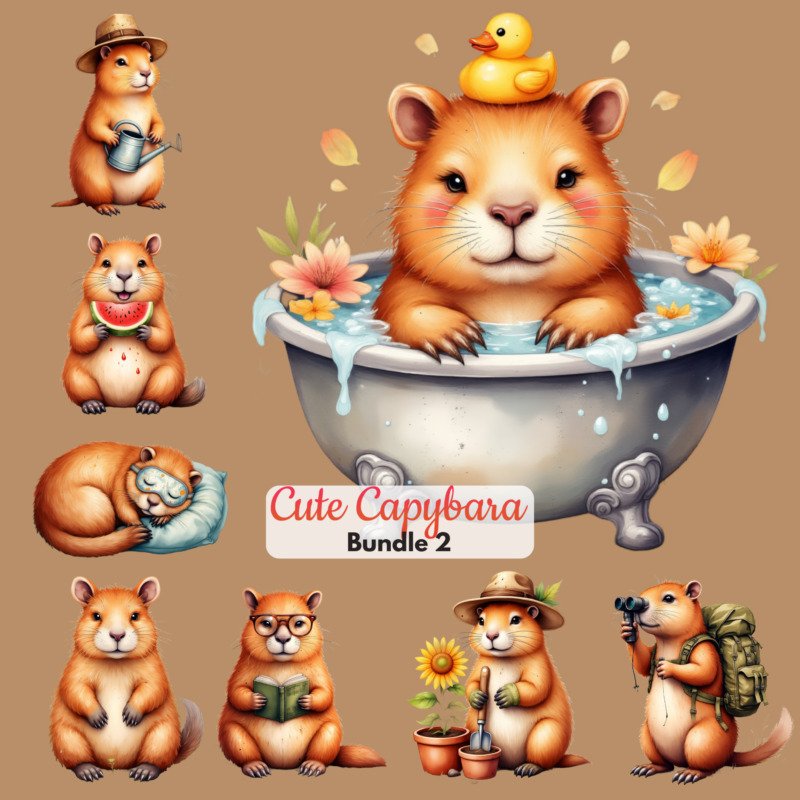 Cute Capybara clipart 1