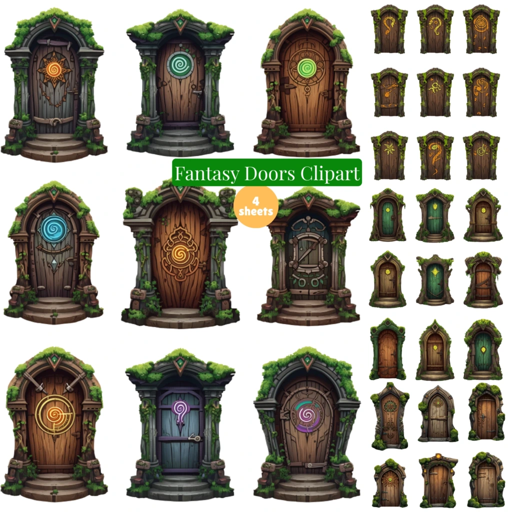 Fantasy Doors Clipart Sheets