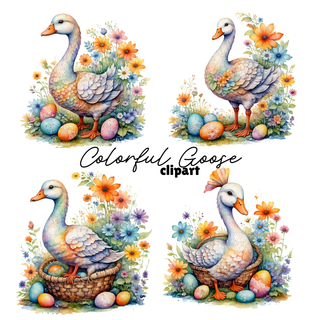 colorful goose clipart 2