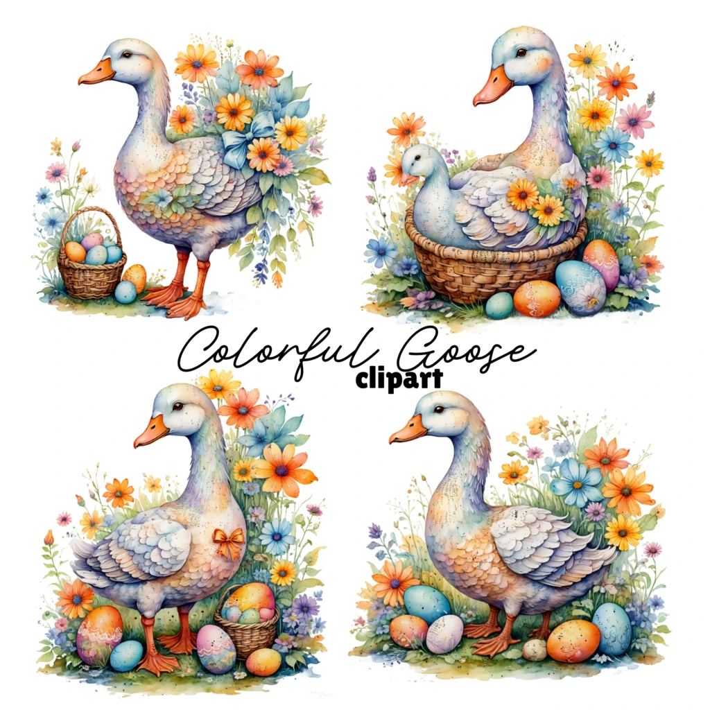 colorful goose clipart 3