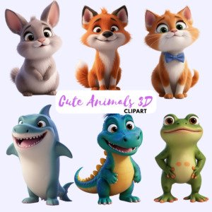 cute animals 3d clipart 2