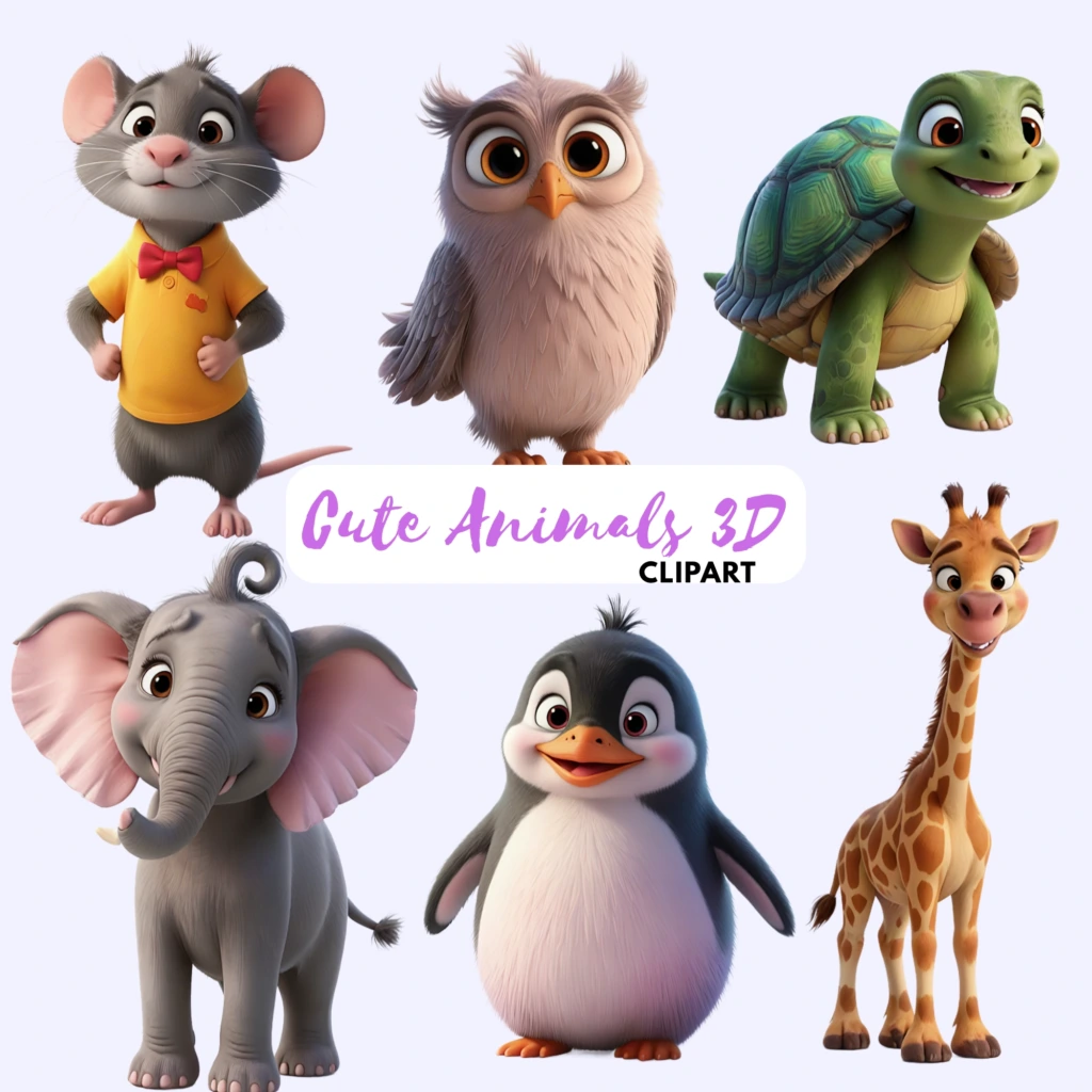 cute animals 3d clipart 5