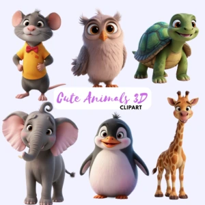 cute animals 3d clipart 5