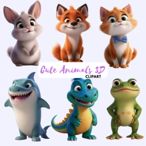 cute animals 3d clipart 6