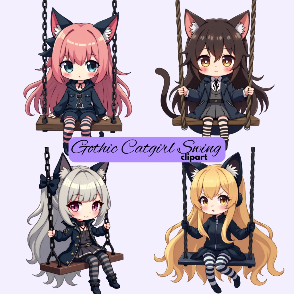 gothic catgirl clipart 1