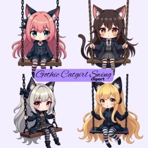 gothic catgirl clipart 1