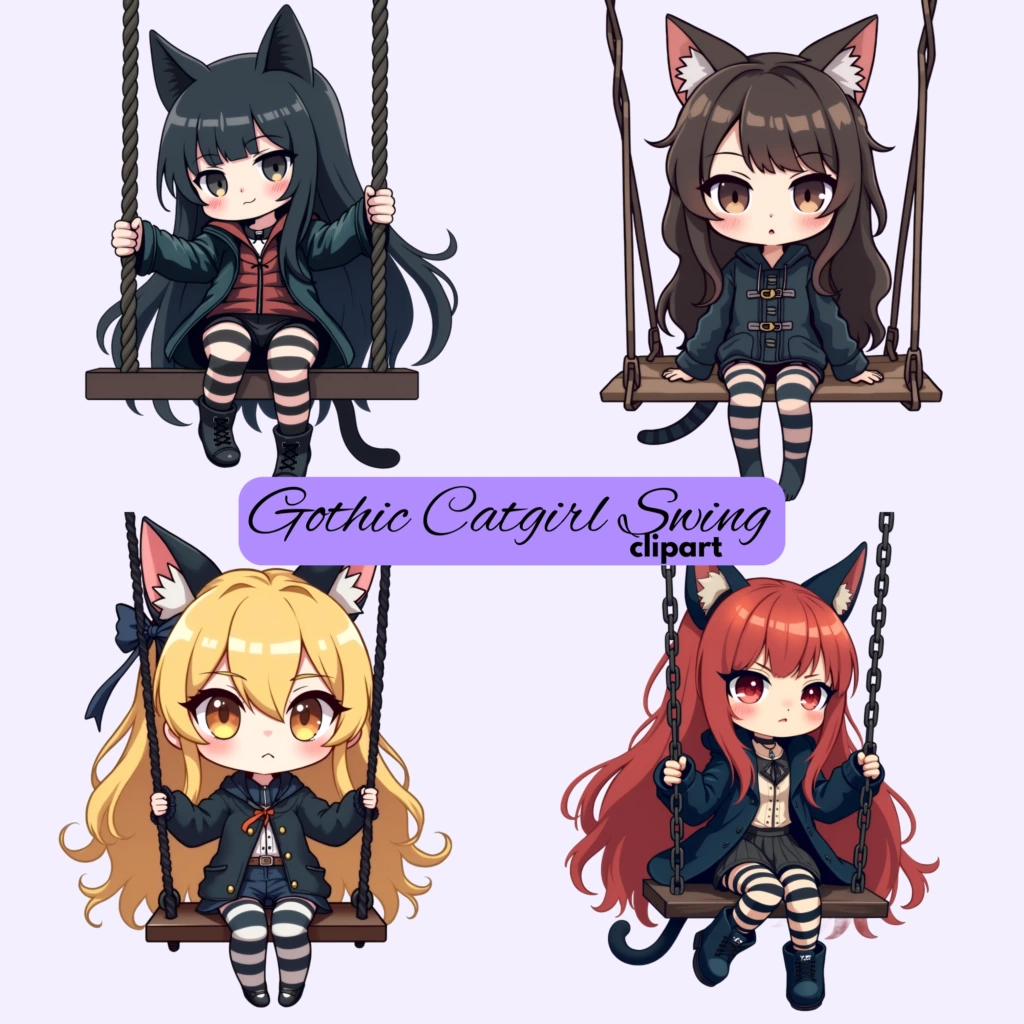 gothic catgirl clipart 3