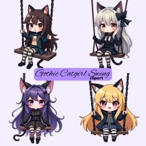 gothic catgirl clipart 4