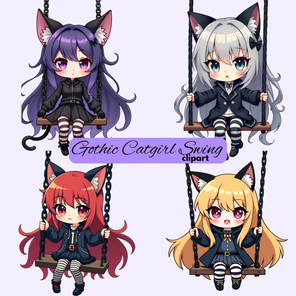 gothic catgirl clipart 5