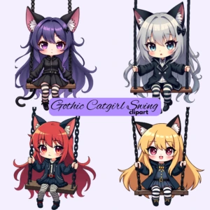 gothic catgirl clipart 5
