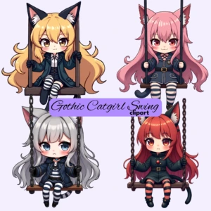 gothic catgirl clipart 7