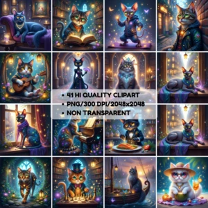 mystical cats clipart 3
