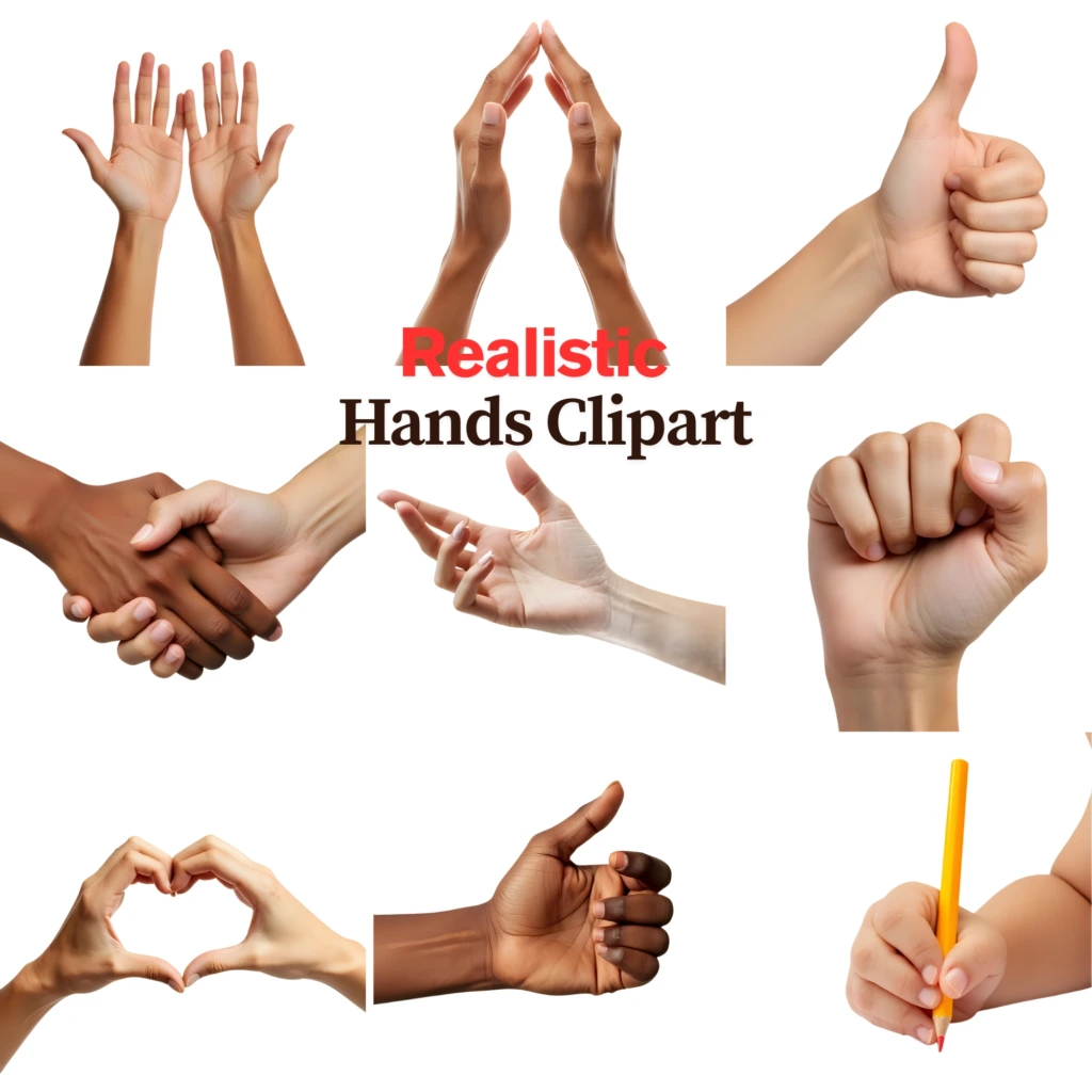 realistic hands clipart 2