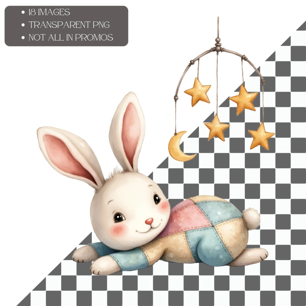 watercolor bunnies clipart 3