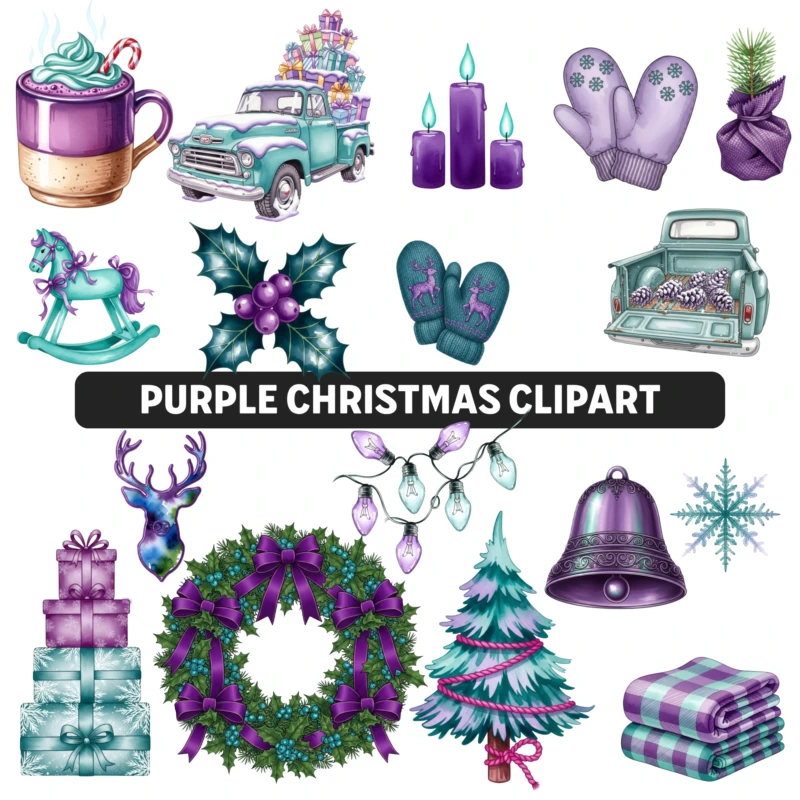 PurpleChristmasCLipart Artboard 1