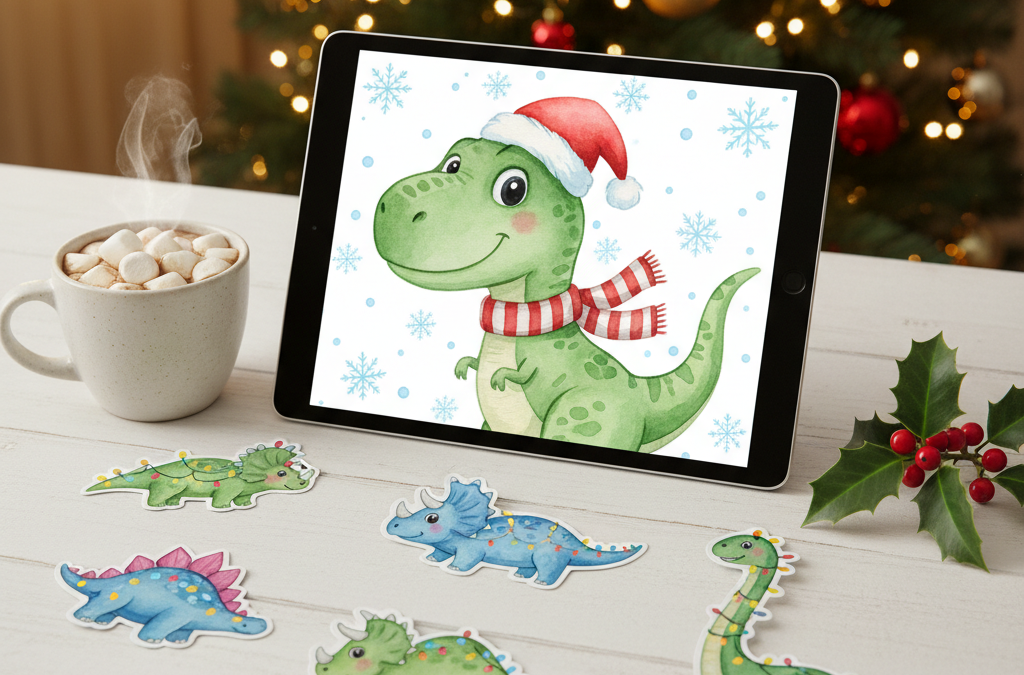 Roar Into the Holidays: The Ultimate Free Watercolor Christmas Dinosaur Clipart Set