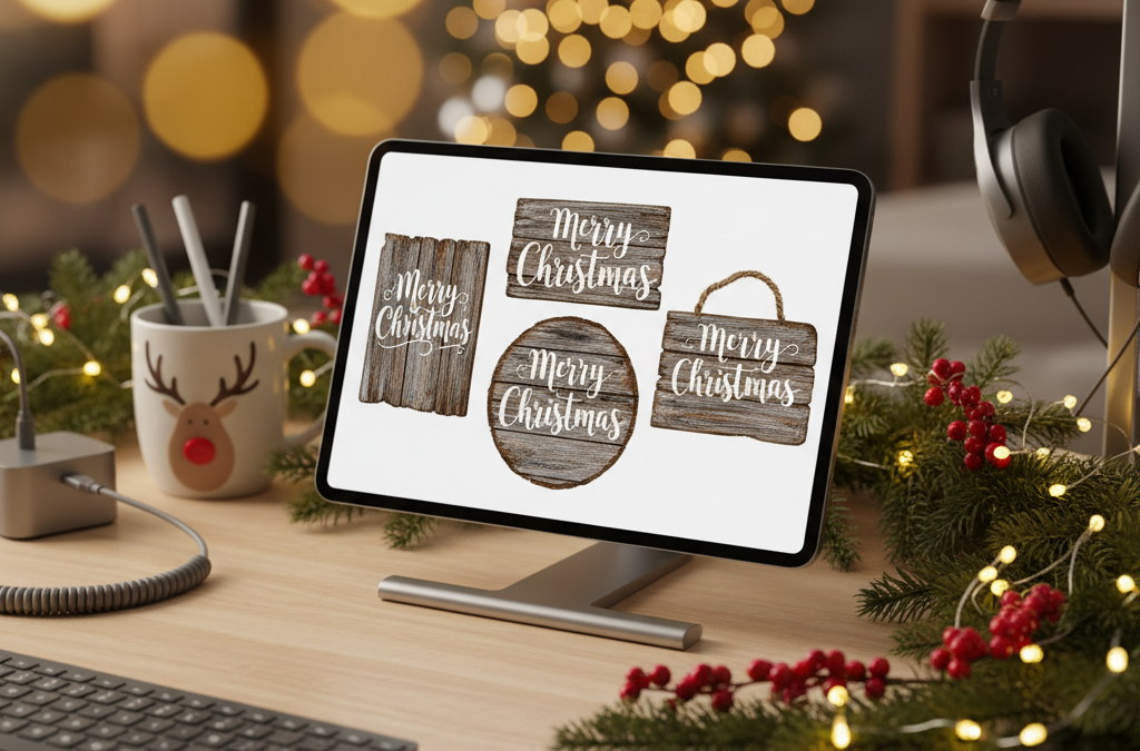 Transform Your Holiday Crafts with the Rustic Wood Christmas Plaque PNG Bundle