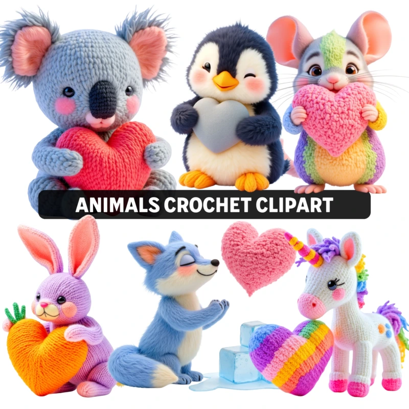 animals crochet clipart 2
