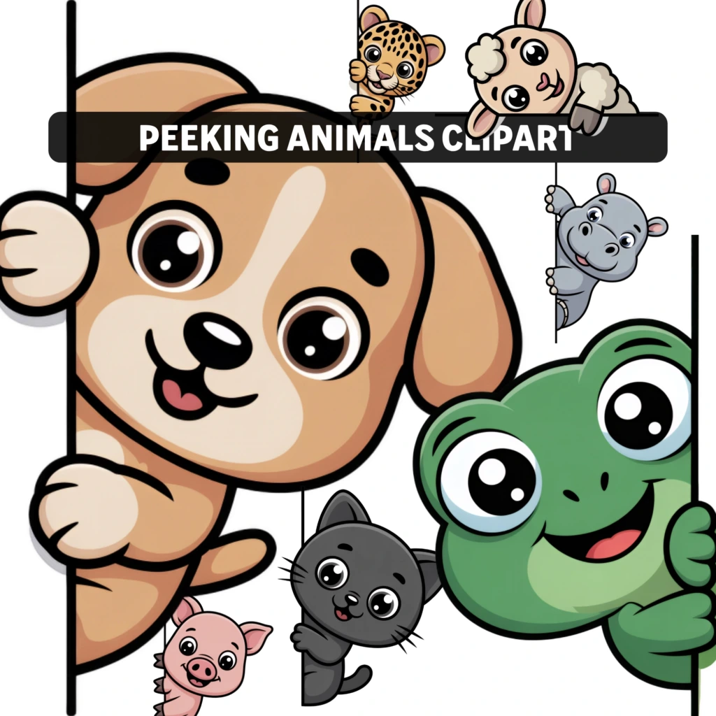 peeking animals clipart 8