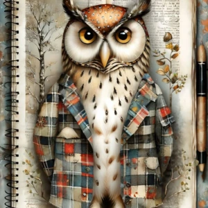 Owl Digital images junk journal Artboard 10