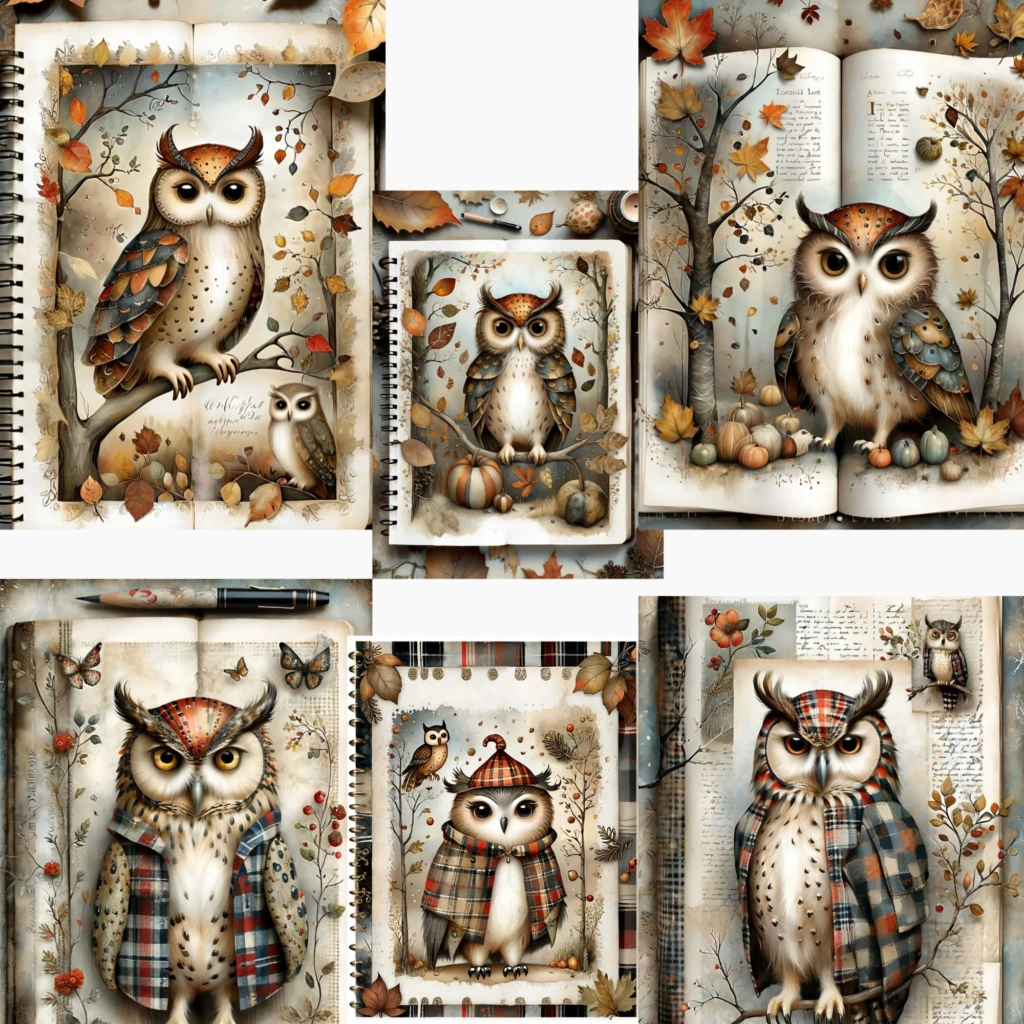 Owl Digital images junk journal Artboard 12
