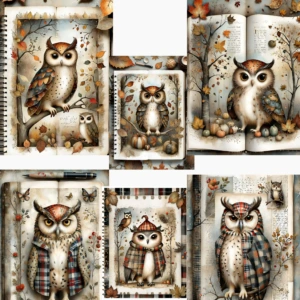 Owl Digital images junk journal Artboard 12