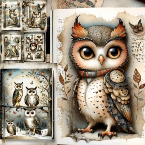 Owl Digital images junk journal Artboard 14
