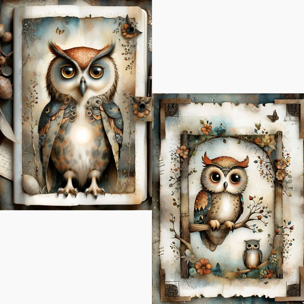 Owl Digital images junk journal Artboard 2