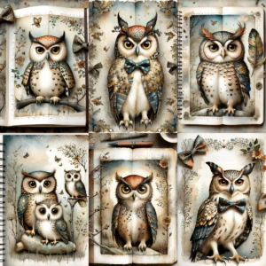Owl Digital images junk journal Artboard 4