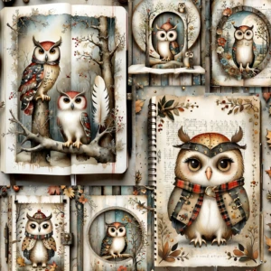 Owl Digital images junk journal Artboard 5