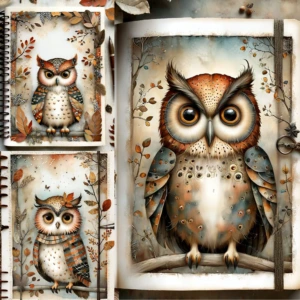 Owl Digital images junk journal Artboard 6