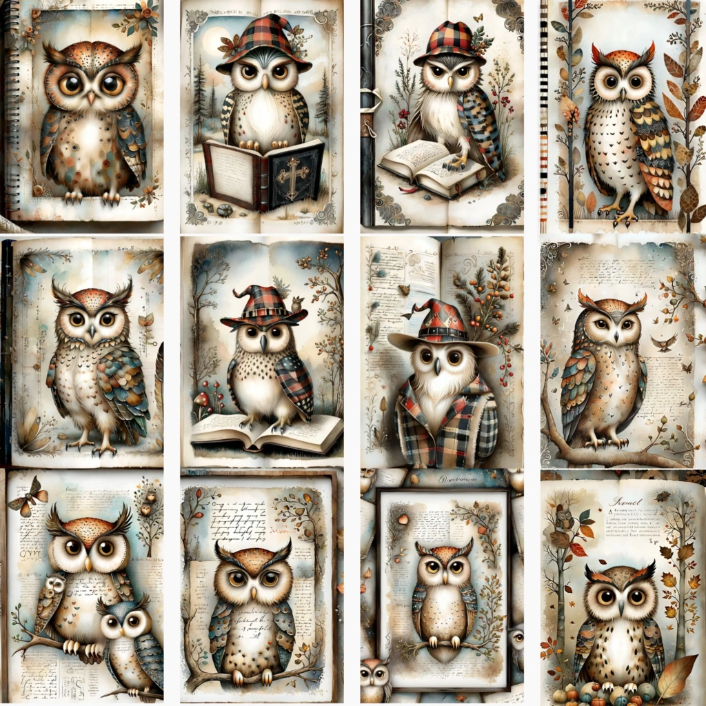 Owl Digital images junk journal Artboard 7