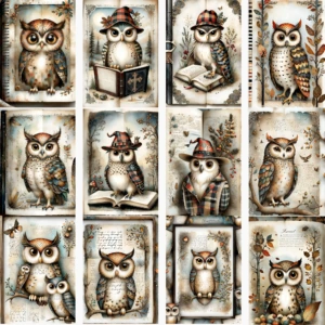 Owl Digital images junk journal Artboard 7