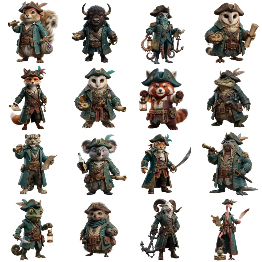 pirate animals clipart (3)