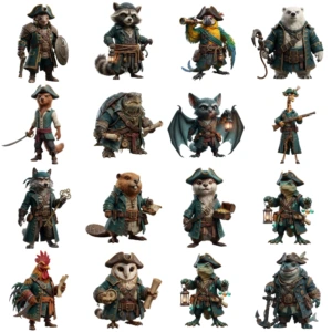 pirate animals clipart (4)