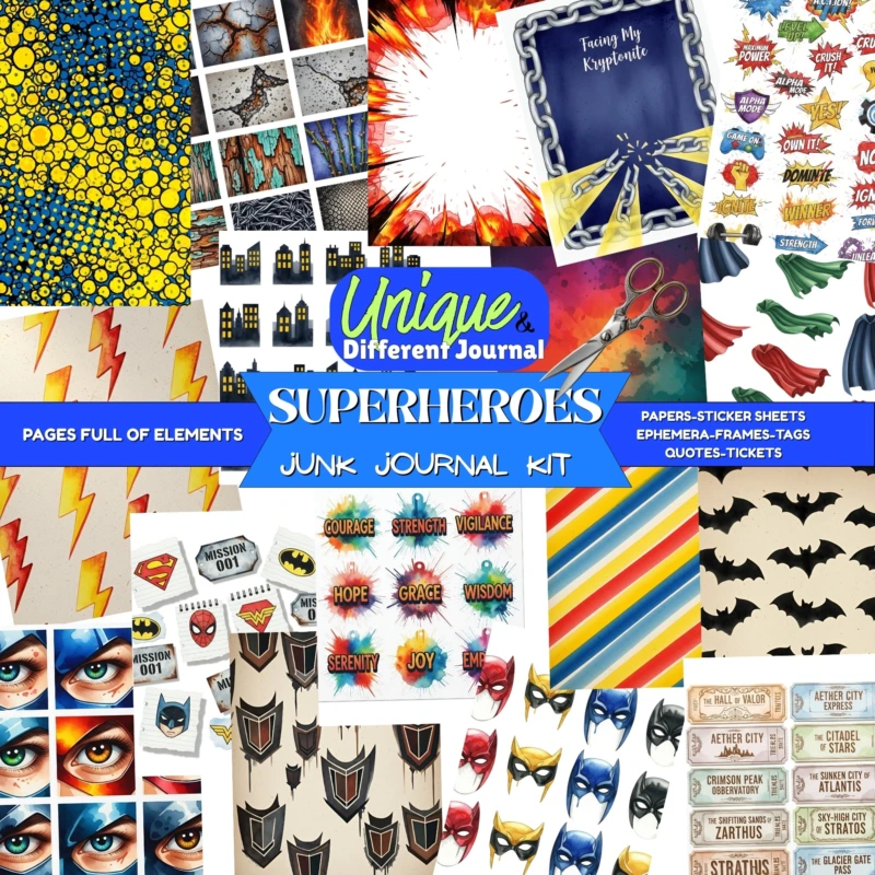superheroes junk journal kit (2)