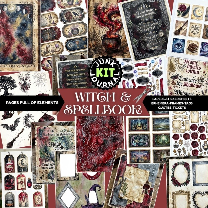 Witch and Spellbook Junk Journal Promos