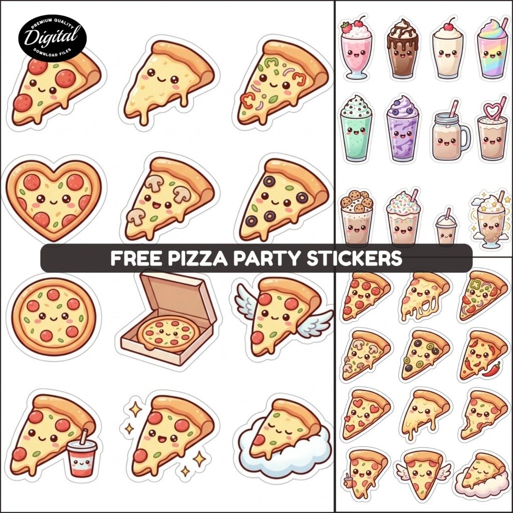Free Pizza Party Stickers promos
