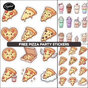 Free Pizza Party Stickers promos
