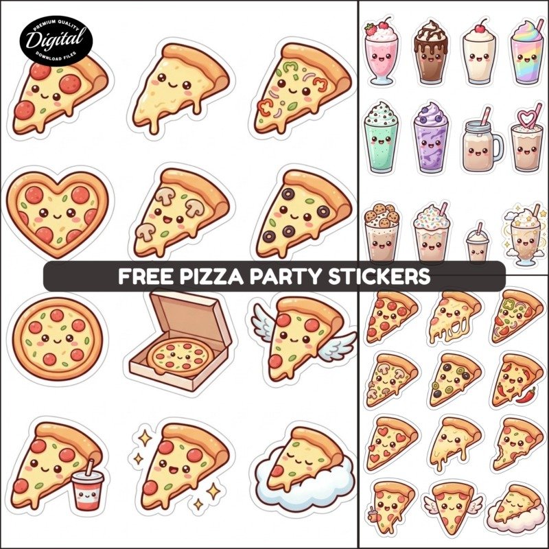Free Pizza Party Stickers promos