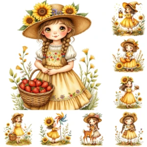 sunflower girls clipart (10)