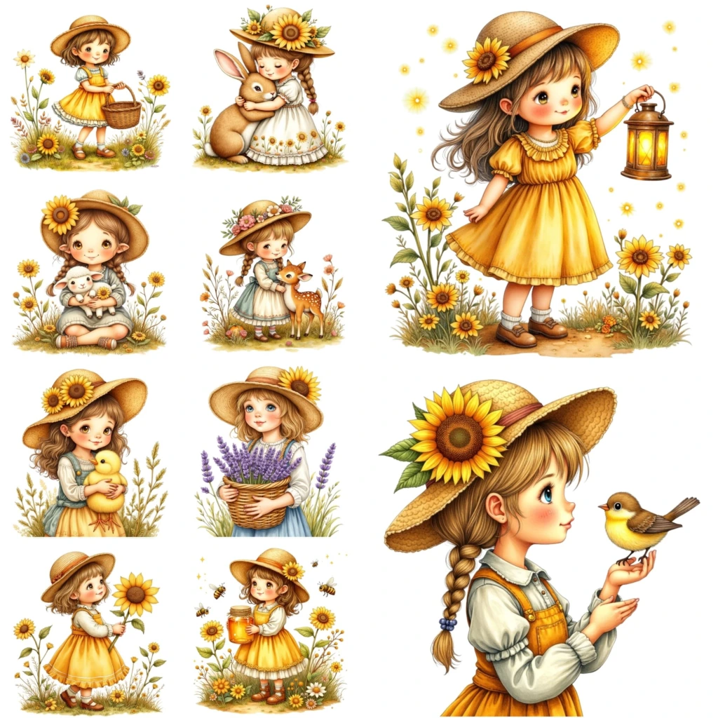 sunflower girls clipart (12)