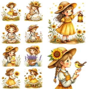 sunflower girls clipart (12)