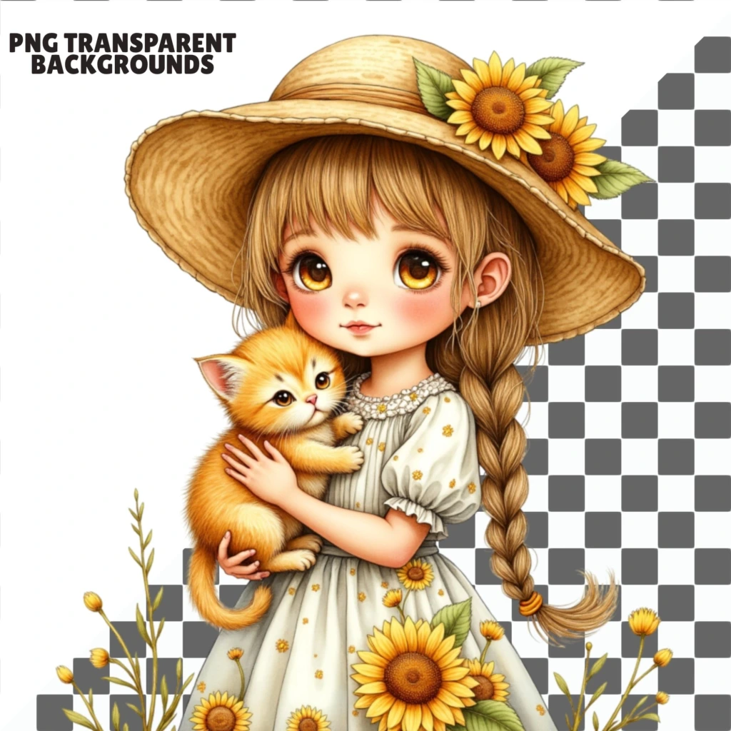 sunflower girls clipart (13)