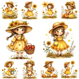 sunflower girls clipart (14)