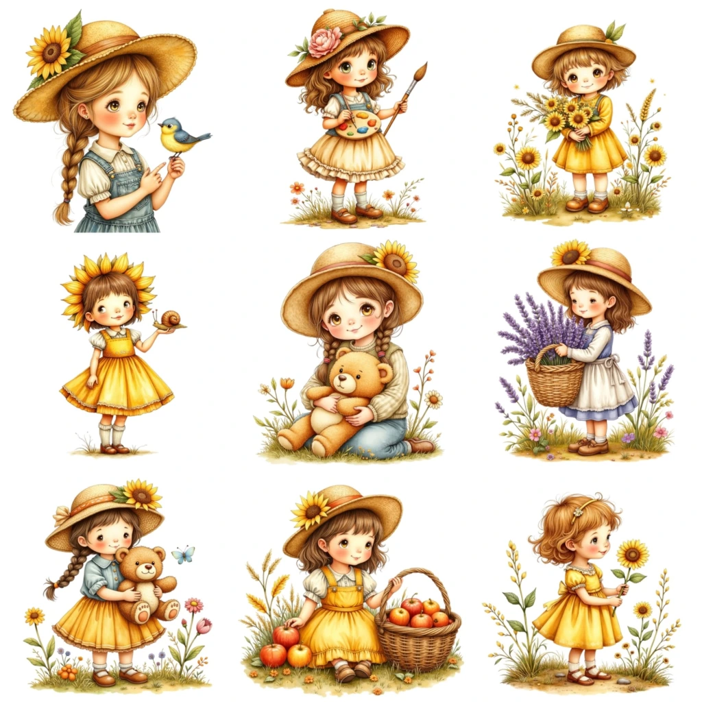 sunflower girls clipart (15)