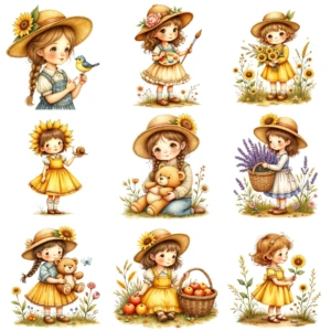 sunflower girls clipart (15)