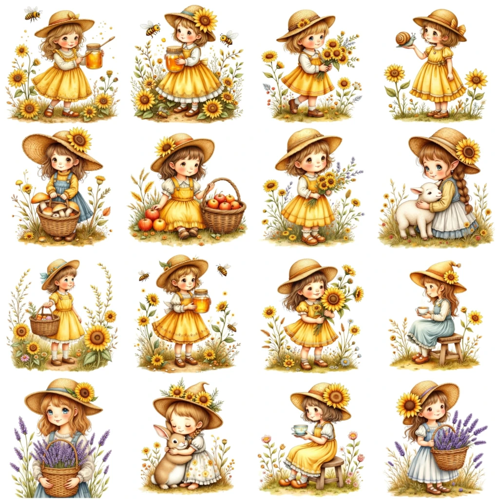 sunflower girls clipart (3)